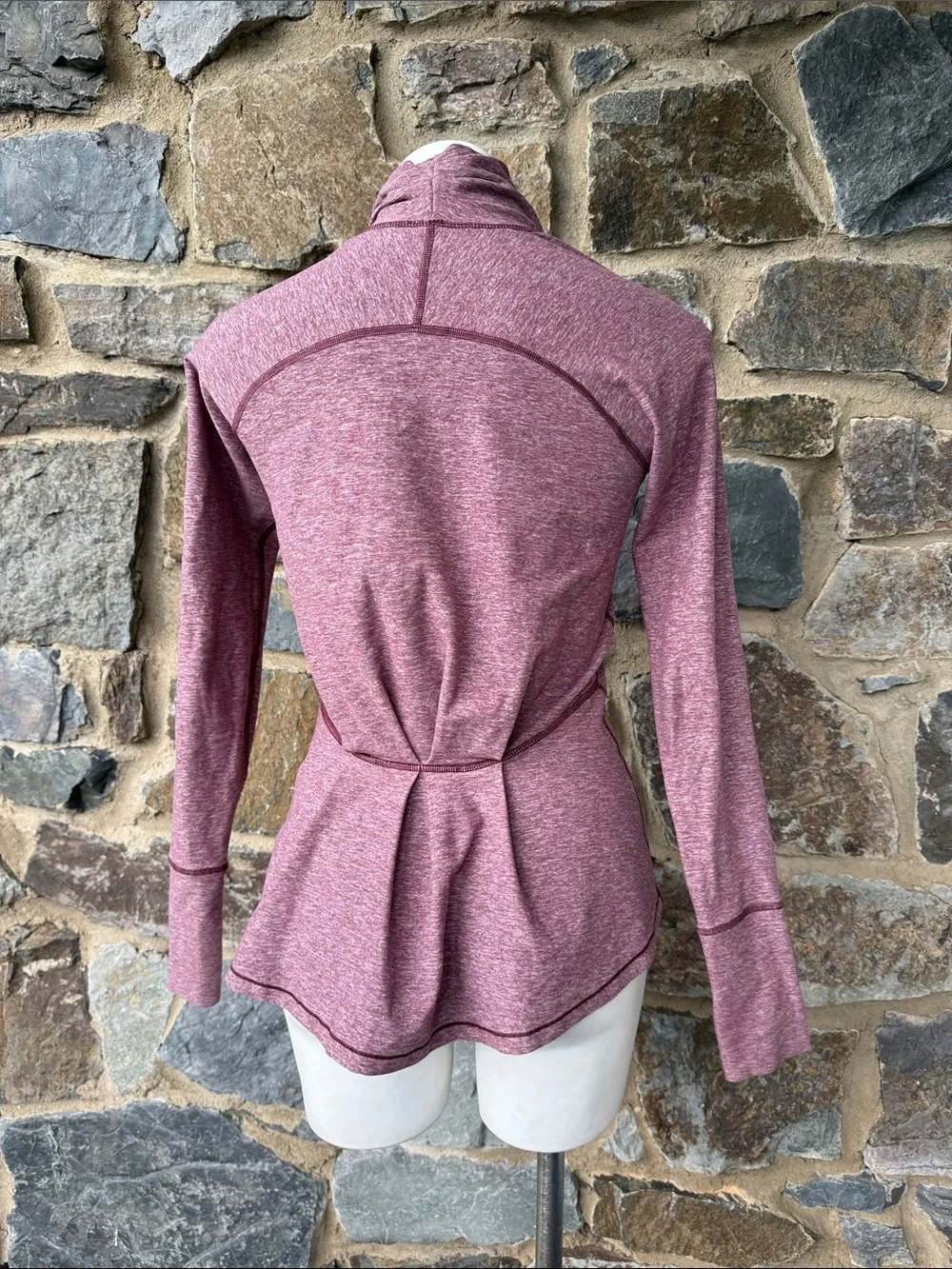Lululemon Warm Your Core Long Sleeve Tee in Heathered Bordeaux Drama Size 8